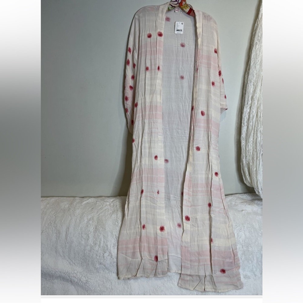 Free People Laurel Canyon Printed Rose Kimono Duster NWOT - Picture 3 of 5